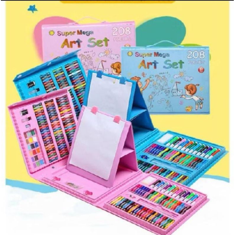 

208 seat Perlengkapan Menggambar Set Anak lengkap / Crayon Art Set 208 Pcs /Alat Menggambar Anak 208 Pcs