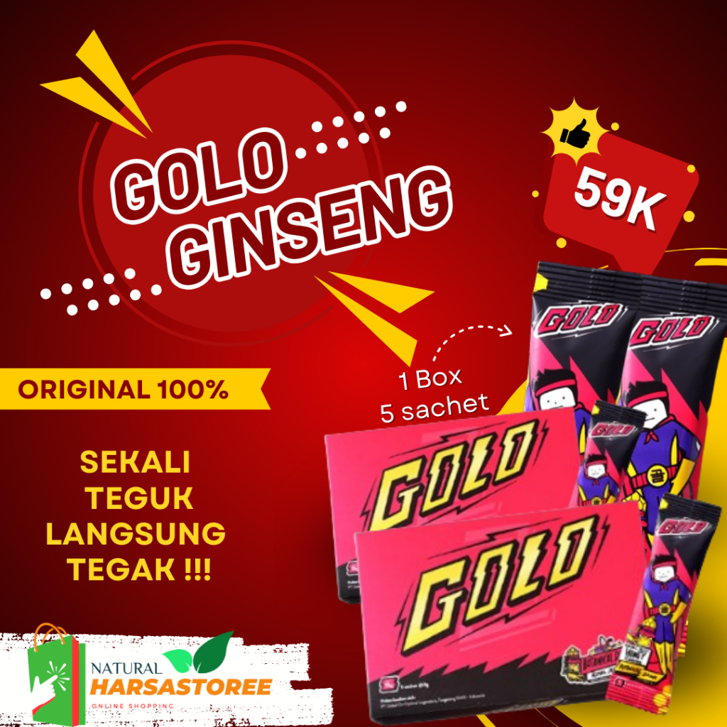 

Golo Ginseng Makassar | Mister Golo Gold 1 Box Isi 5 Sachet Resmi Bpom Halal