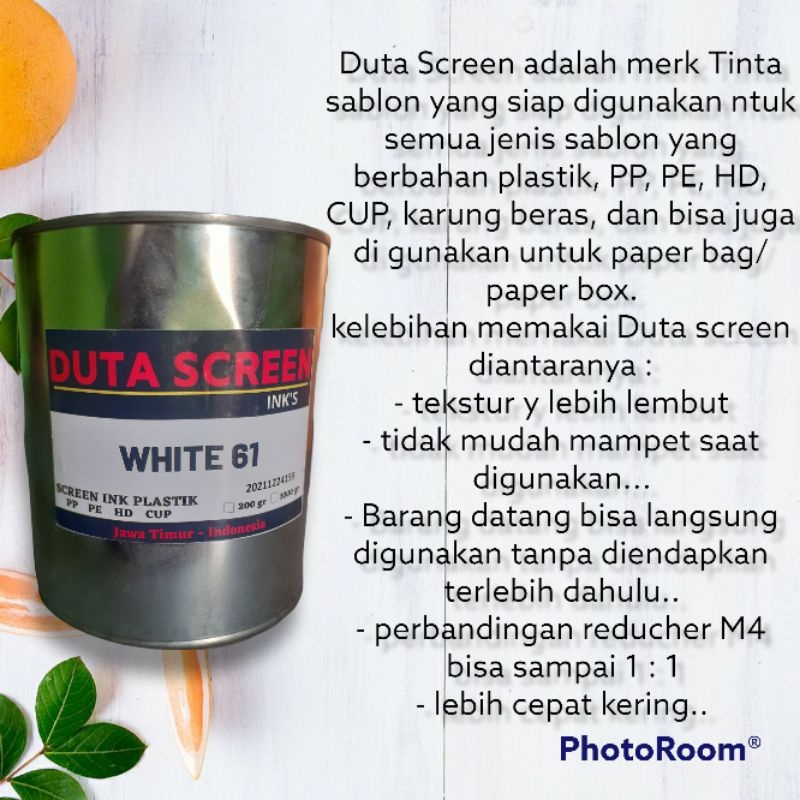 

tinta khusus sablon semua jenis plastik dan Cup warna white 61 Tinta Duta screen