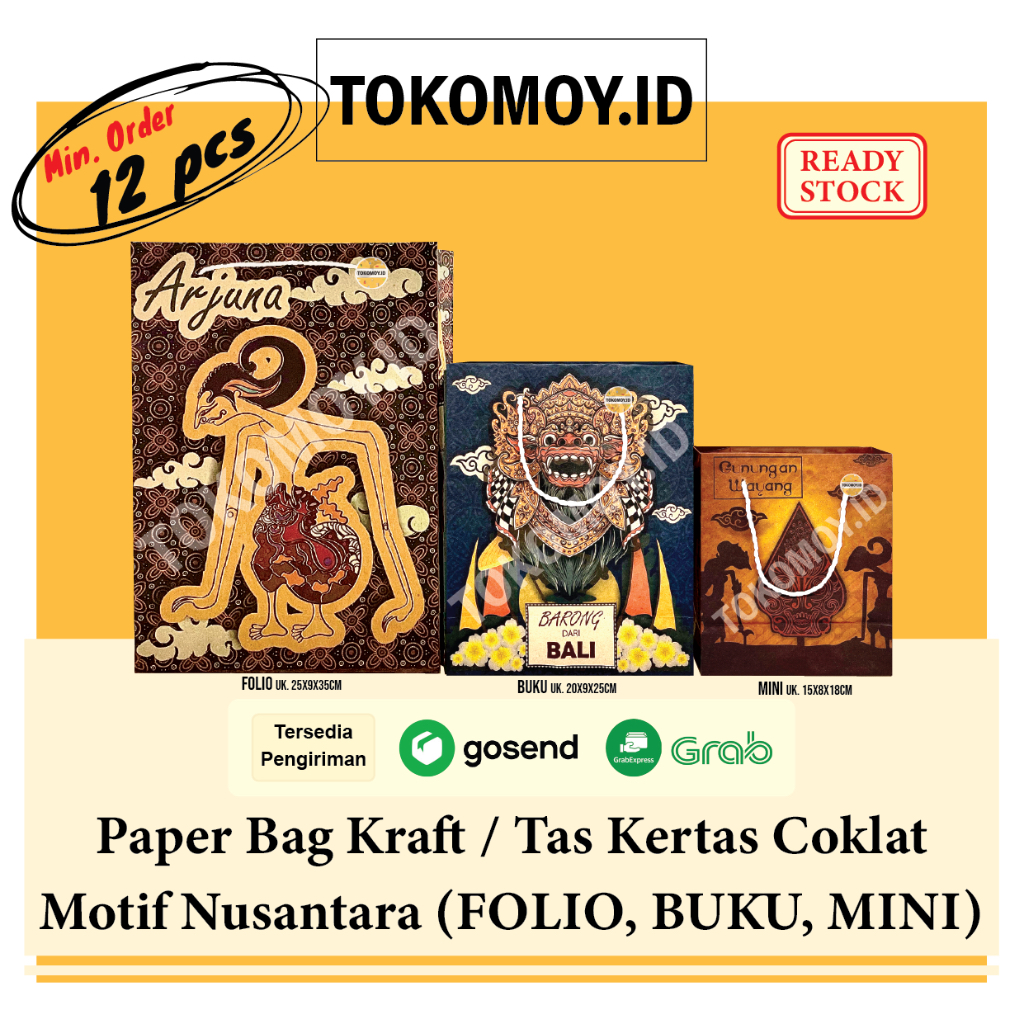 

Paper Bag Kraft Motif Nusantara / Tas Kantong Kertas Batik Berbagai Ukuran - Folio Buku Mini