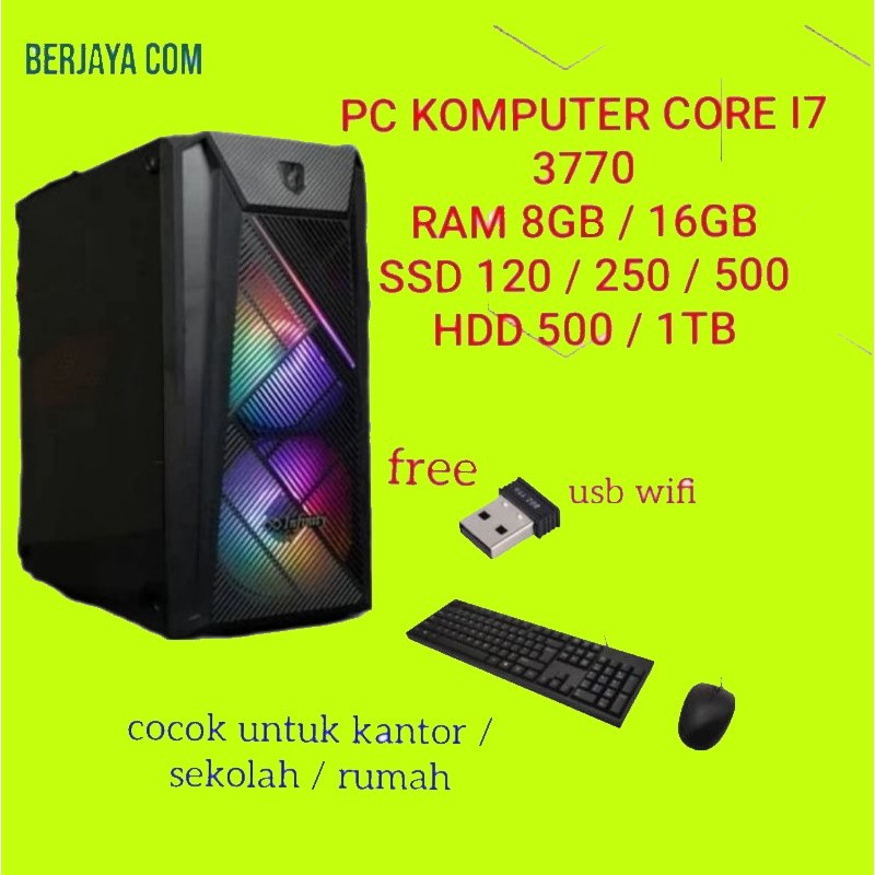 Core i7 gen 3 - 16gb Ram - 500gb ssd - Pc Rakitan - Komputer Kantor - cpu sekolah