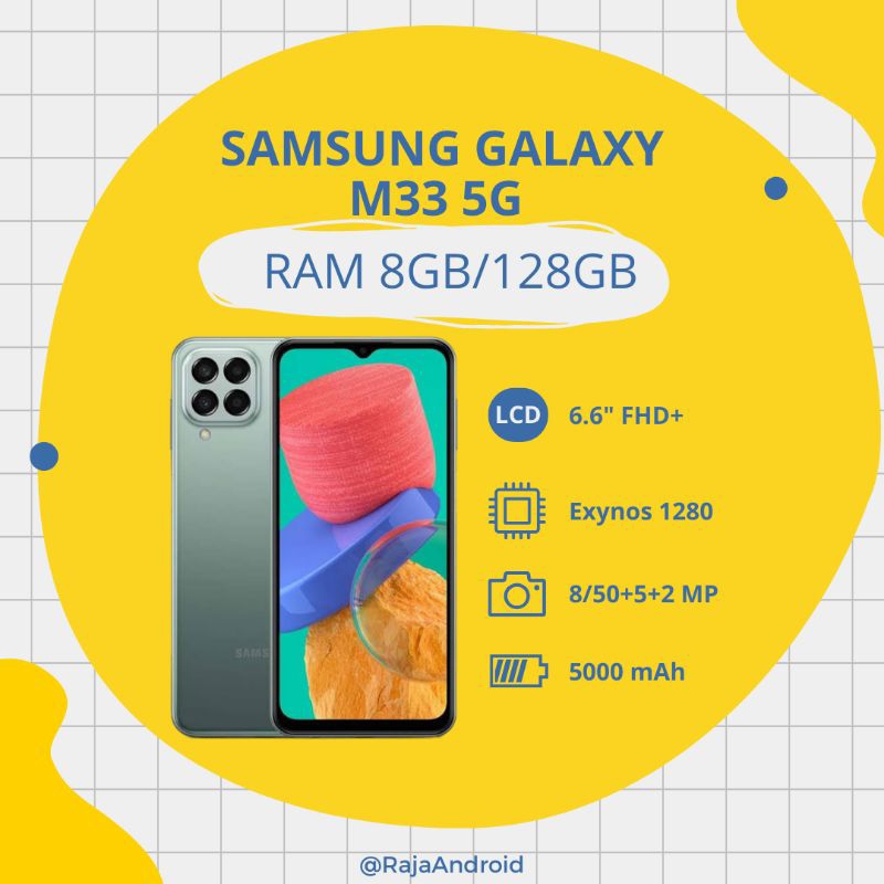 SAMSUNG GALAXY M33 5G RAM 8GB/128GB SECOND FULL ORI SEGEL GARANSI MURAH