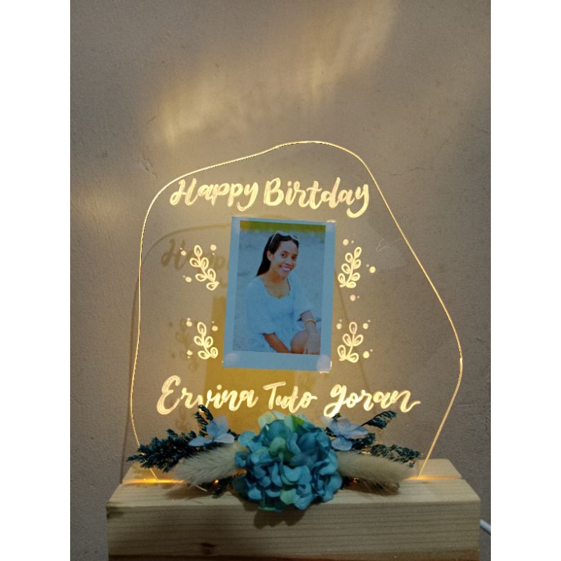 akrilik led coral rustic kado wisuda/ultah/wedding