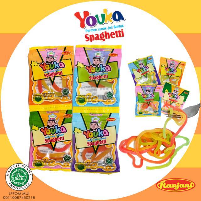 

PERMEN VIRAL YOUKA SPAGETI SPAGHETI MIE (10 SASET)
