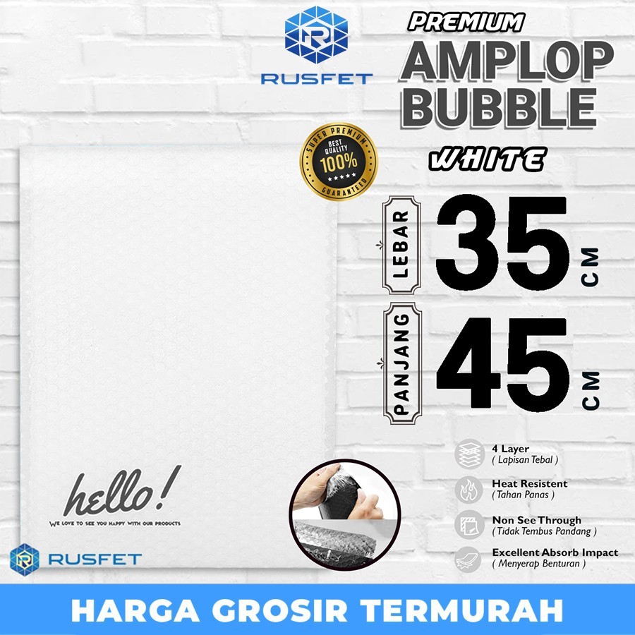

AMPLOP BUBBLE MAILER WHITE 35x45cm ENVELOPE WRAP RUFSET PREMIUM