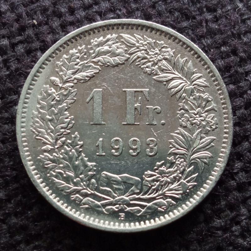 Koin Kuno Swiss 1 Franc tahun acak (1968-2024)