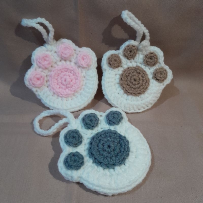 Cat Paw Crochet Pouch - Mini Pouch Earphone Rajut