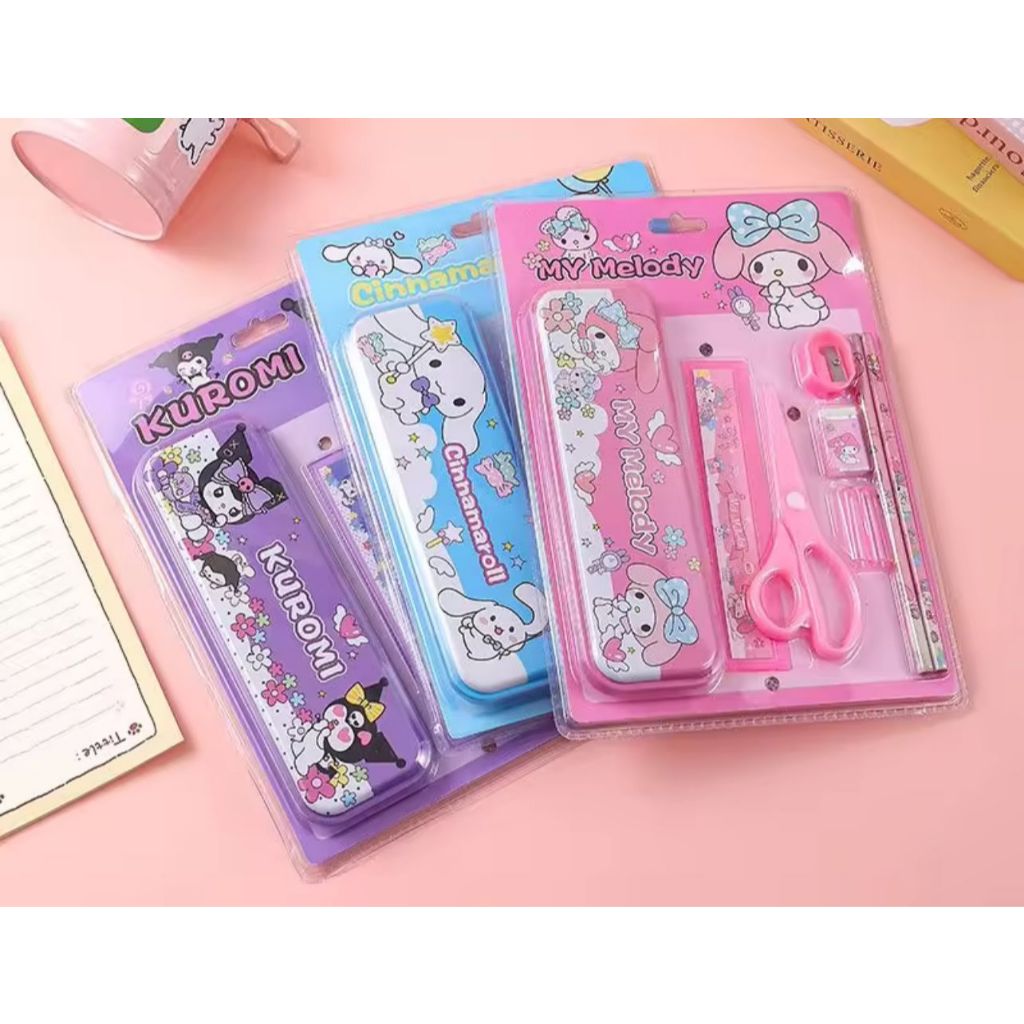 

KOTAK PENSIL ANAK SET 7 IN 1 STATIONERY CRAYON WARNA HADIAH ANAK - SET ALAT TULIS GOODIE BAG ANAK KARAKTER PEREMPUAN ANAK