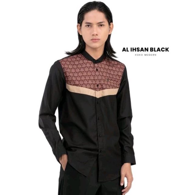 Fadkhera X Al Ihsan black Baju Koko Premium Pria Dewasa