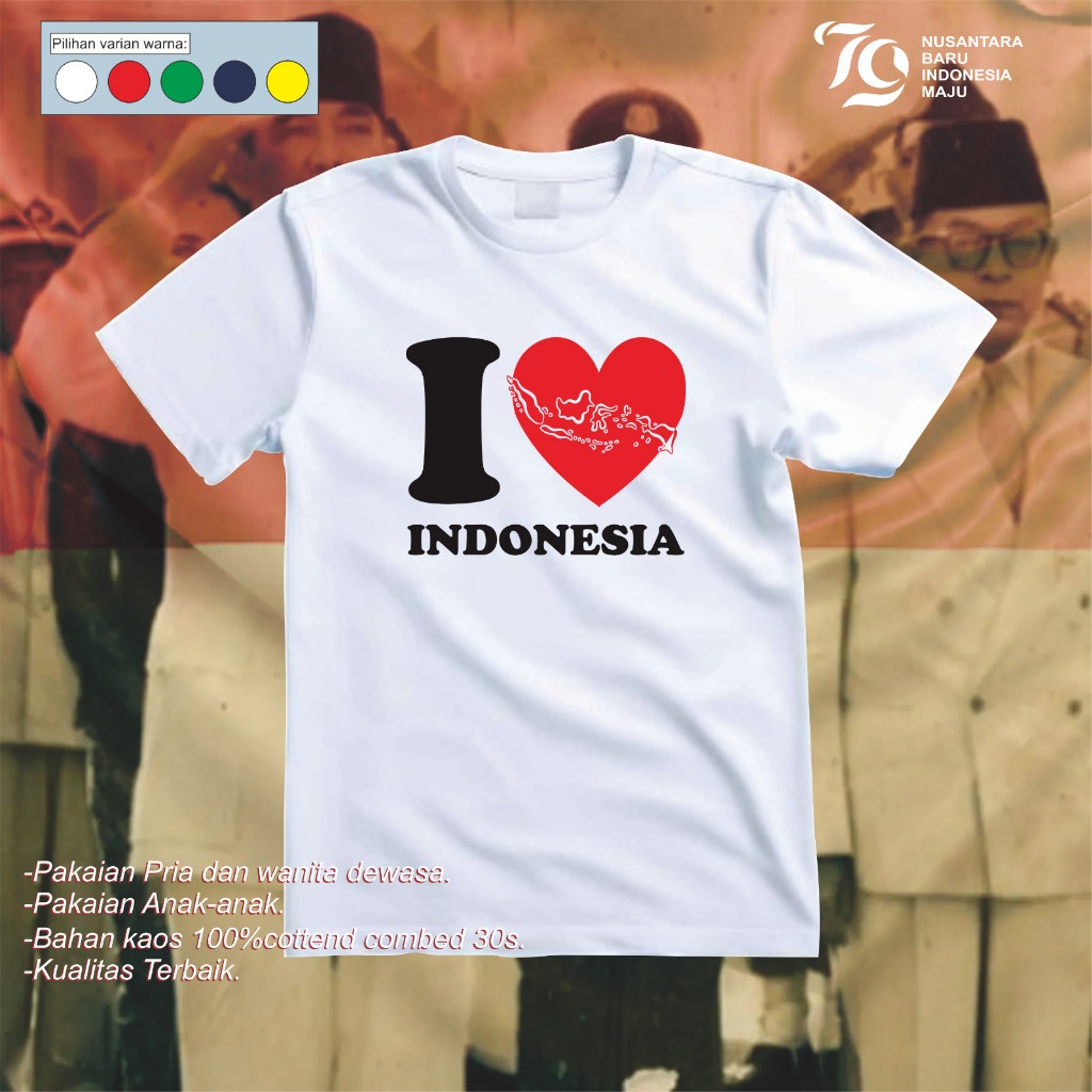 Kaos -Baju I Love Indonesia Peta Indonesia - Baju I Love Indonesia Peta Indonesia