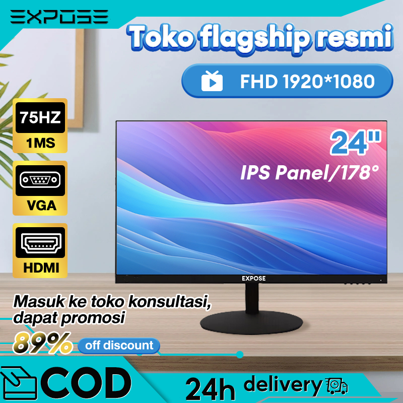 Monitor PC Monitor 24 inch ,Tampilan Layar HD , 1080P Monitor Kantor, Pemantau Komputer