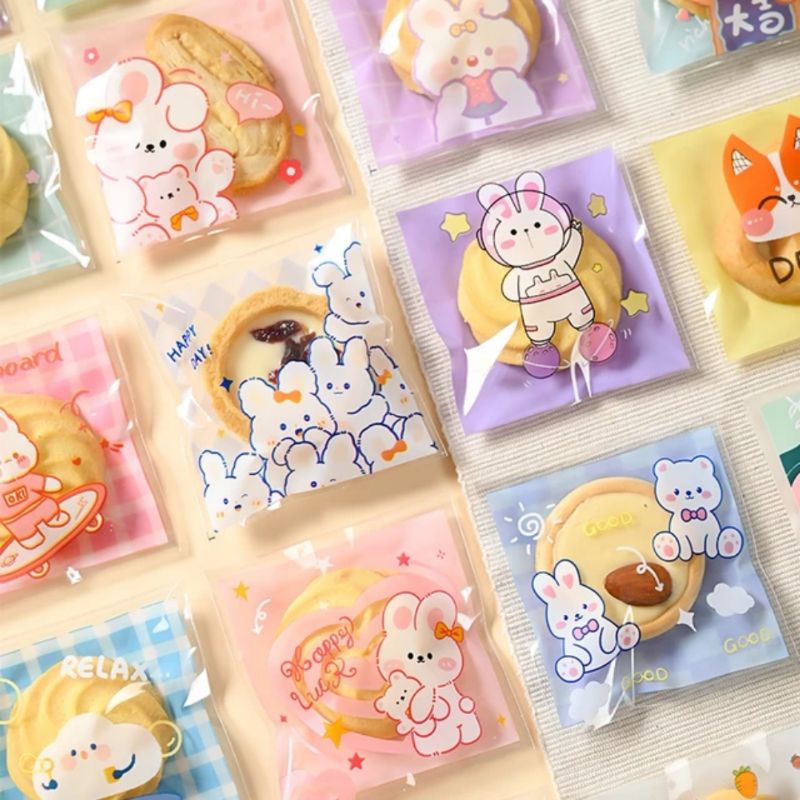 

100pcs PLASTIK COOKIES 7x7 dan 10x10 OPP UNYU PLASTIK BUNGKUS PERMEN LUCU