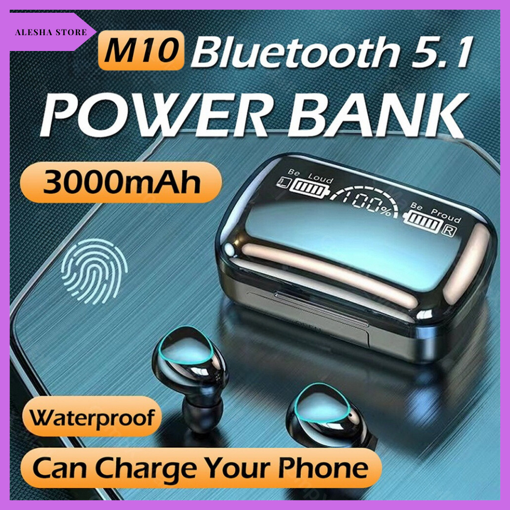 Headset Bluetooth M10 Tws Digital Indicator V5.1 BT Wireless