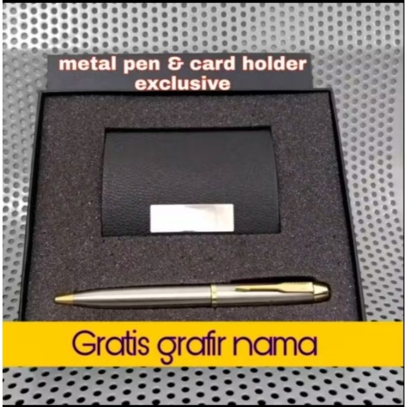 

Gift Set Bullpoint & Card Holder Mewah Free Custom Nama
