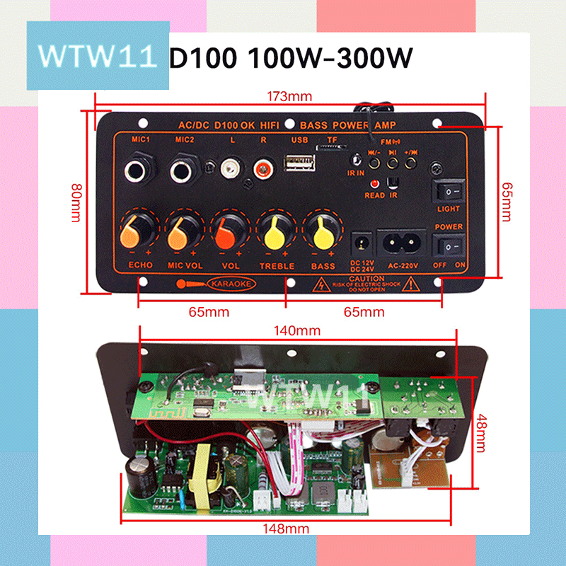 Ampli Full Bass Subwoofer 10 Inch 12 Inch 20Inch Hi-Fi Bluetooth Rumah Mobil Audio Power Super Bass