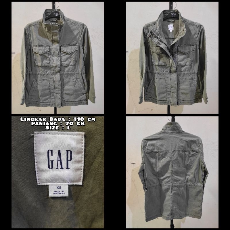 Jaket Parka Merk GAP Warna Hijau Army Second Original.