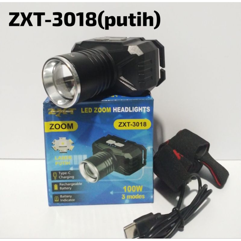 Senter kepala  Super ZOom ZXT-3018 Super Terang Senter kepala 100Watt berkualitas terjamin
