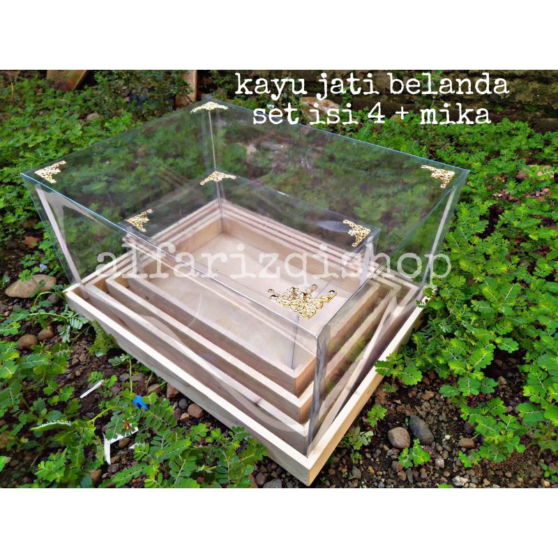 

kotak seserahan pernikahan//Box hantaran pernikahan kayu jati belanda style rustic set isi 4 (pernis/finishing)