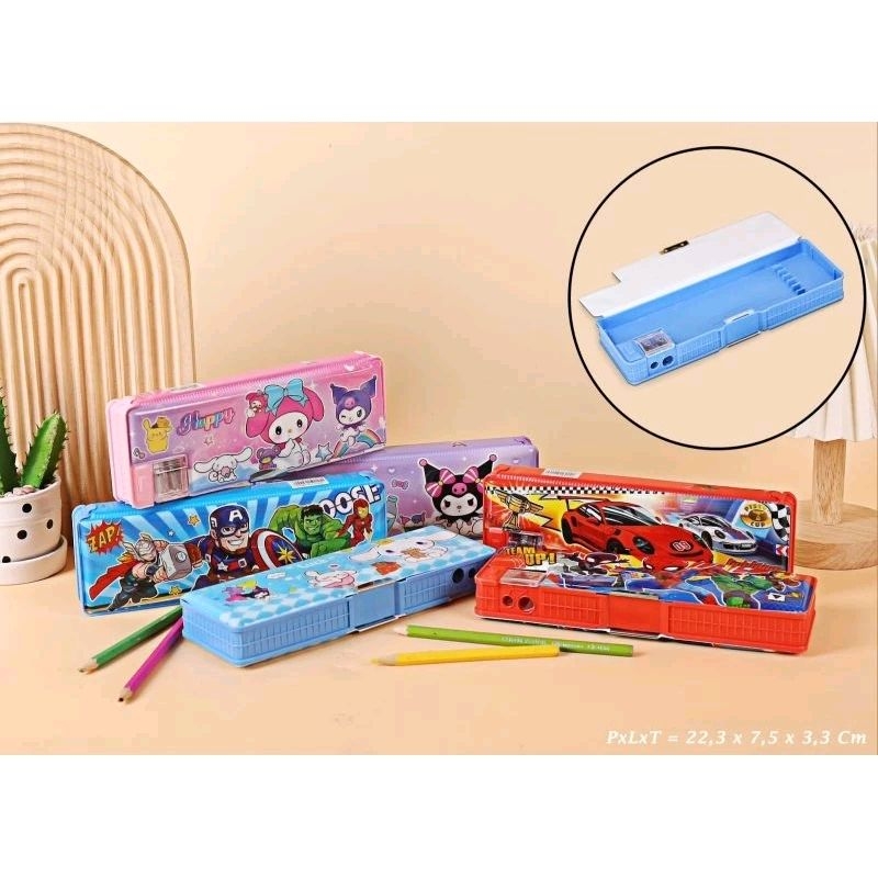 

Tempat pensil magnet rautan kotak Pensil case Kuromi Melodi Cinnamoroll Unicorn Doraemon Cars Avenger Spiderman