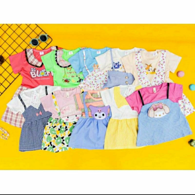 Dress anak perempuan import - baju anak import lucu - dres anak 0-4 th - paket usaha dres murah