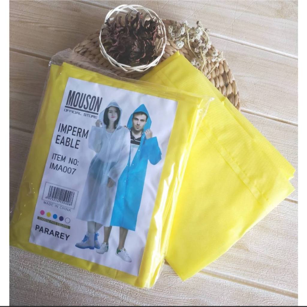 BEST SELLER JAS HUJAN EVA MOUSON PONCO PLASTIK LENGAN PANJANG BERTUDUNG HOODIE TERUSAN KANCING MODIS