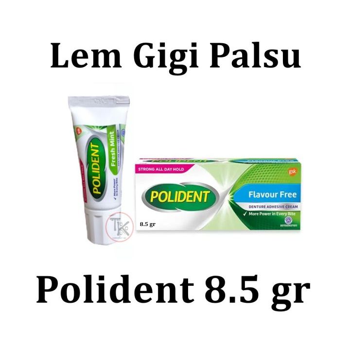 Polident Lem Gigi Palsu / Perekat Gigi Palsu Kemasan Travel Flavor Free /  Fresh Mint 8.5 gr