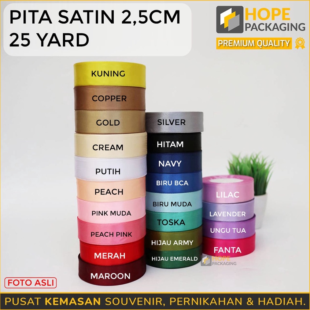 

WAH 25 Yard Pita Satin 25 cm Warna Pastel Souvenir Hadiah Kotak Hampers Pita Hiasan Hampers Pita Kado Pita Roll Souvenir Pita Buket Bunga