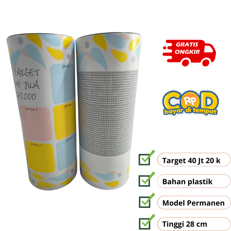 Celengan Target JUMBO Permanen atau Buka Tutup CELENGAN TARGET 40 JUTA 10K 20K 50K 100K