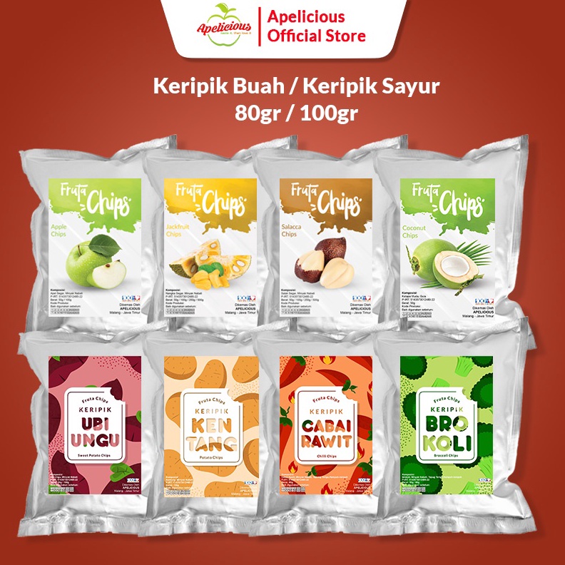 

TERMURAH APELICIOUS Keripik Buah Keripik Sayur Kripik Buah Apel Nangka Salak Pisang Fruta 1 gram