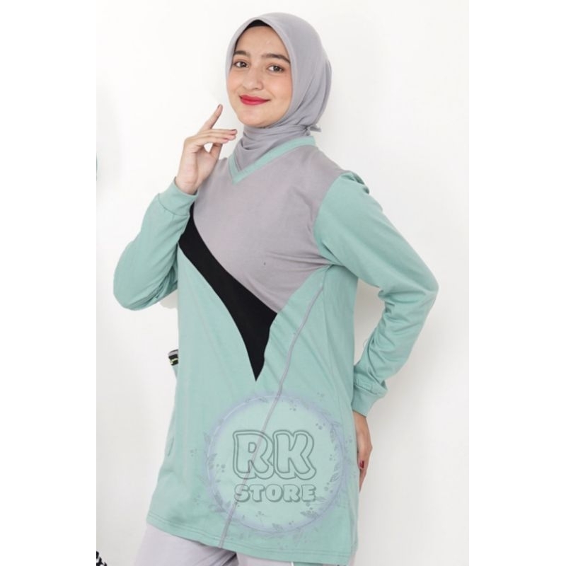 atasan olahraga tunik / atasan kaos tunik muslim / atasan kaos olahraga