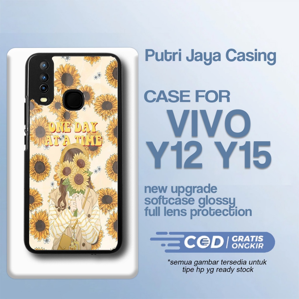 Case Vivo Y12 Y15 Terbaru - Casing Vivo Y12 Y15 - Motif Girl flower - Hardcase Premium Glossy - Soft