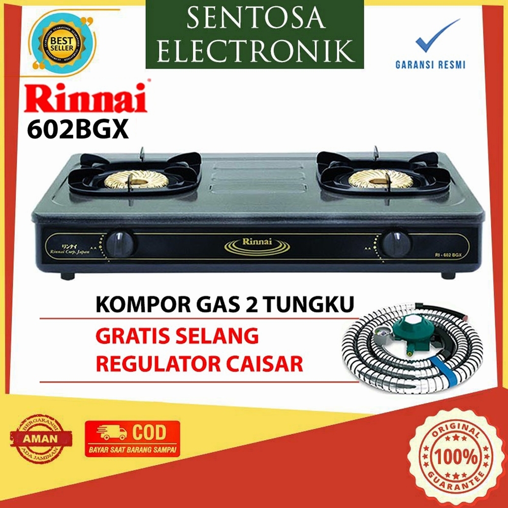 Kompor Gas Rinnai 2 Tungku RI-602BGX Api Tornado