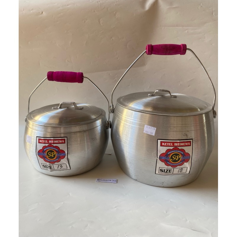 Ketel Istimewa Size 20 Periuk priuk periyuk Nasi Merk SP Merah Alumunium Cor Handle Kayu Panci Ketel