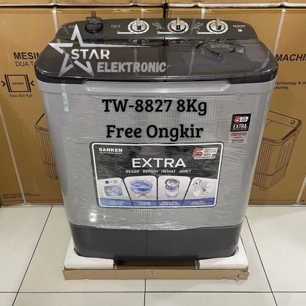 Mesin Cuci SANKEN 2 Tabung TW-8827 8Kg Low Watt