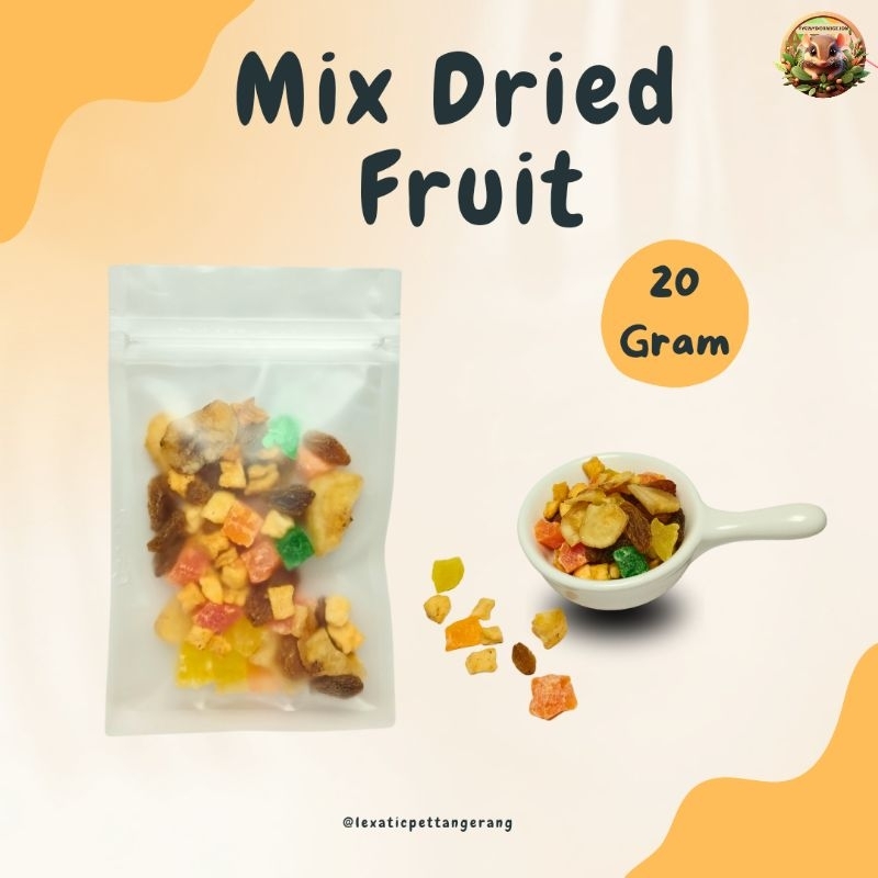 

Mix Dried Fruit African Pygmy Dormice | Buah Kering Mix Snack African Pygmy Dormice | Camilan Dormice