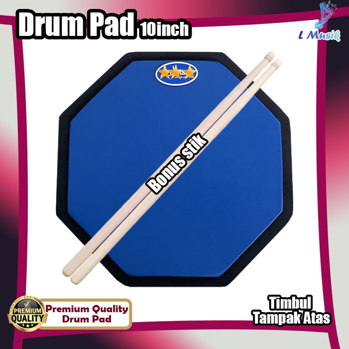 PAD DRUM 10IN BONUS STIK LATIHAN STICKING DRUM PAD