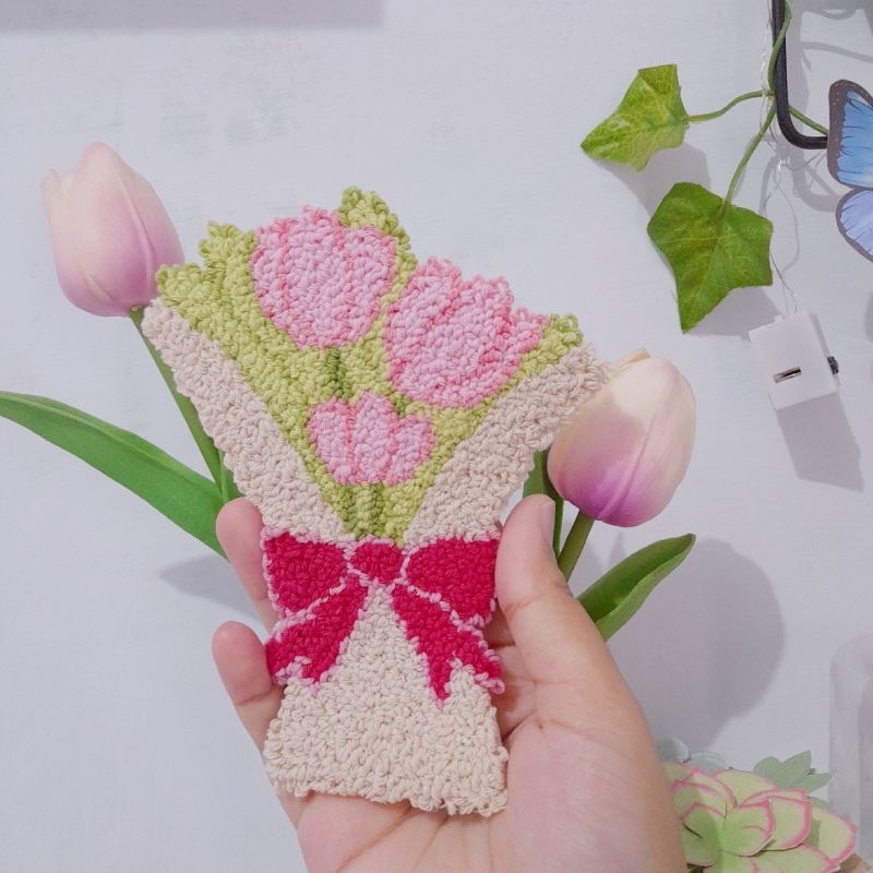 Buket Bunga Punch Needle/ coaster punch needle