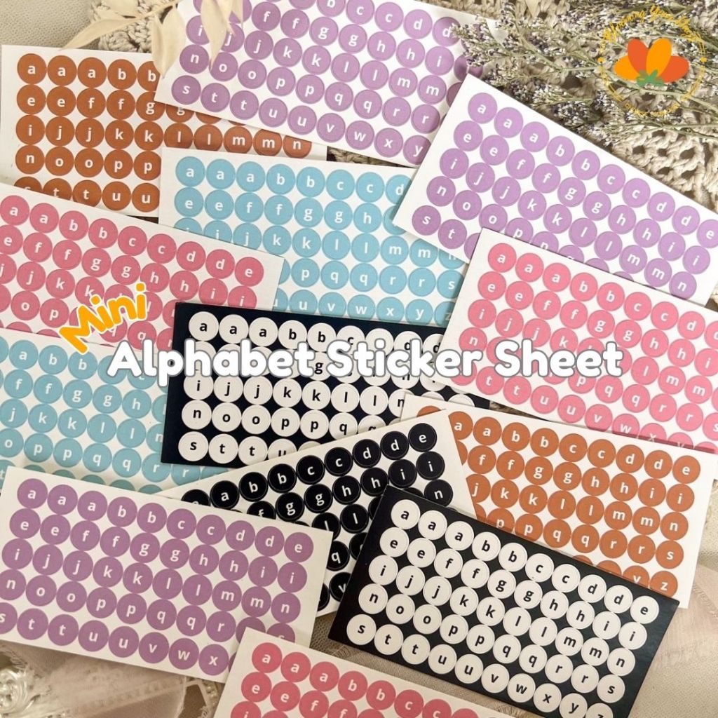 (TERMURAH) MINI STICKER HURUF ALPHABET scrapbook journaling pastel mini sticker sheet stiker dekoras