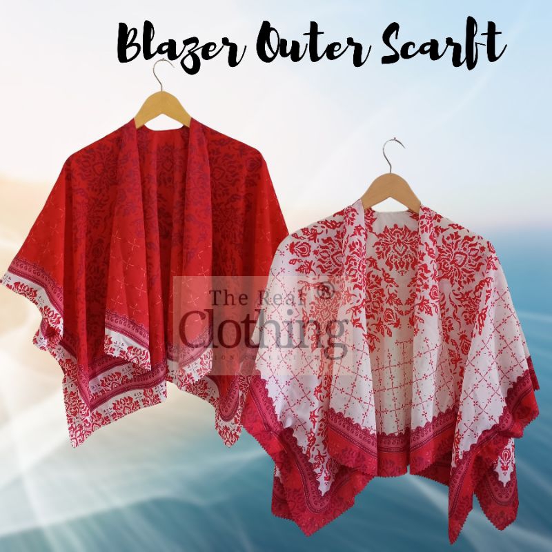 (OOTD) Promo Batwing Outer Scarf Cardigan Motif Merah Putih/ Blazer Outer Scarft Kardigan Edisi Agus
