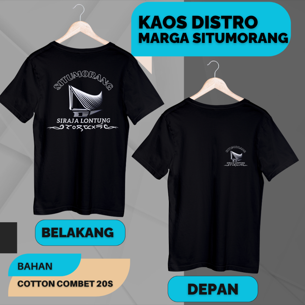 kaos Distro premium tulisan marga situmorang siraja lontung dan aksara batak bahan katun combet 20s 