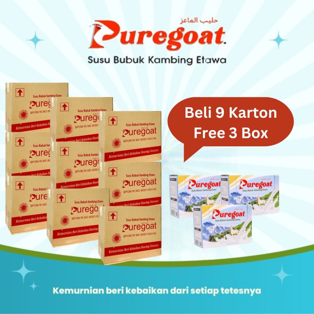 

Puregoat - Susu Kambing Etawa Bubuk Gula Aren Murni - Paket 9 Karton GRATIS 3 BOX