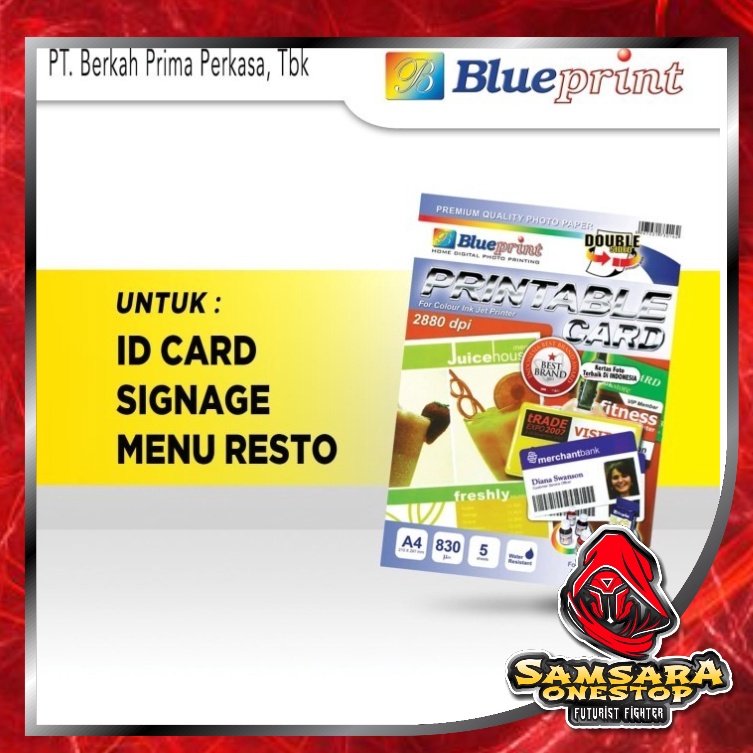 

KODE R7R9 IDcard ID Card A4 BLUEPRINT Printable Card White Kertas PVC Double Side 83 Micron