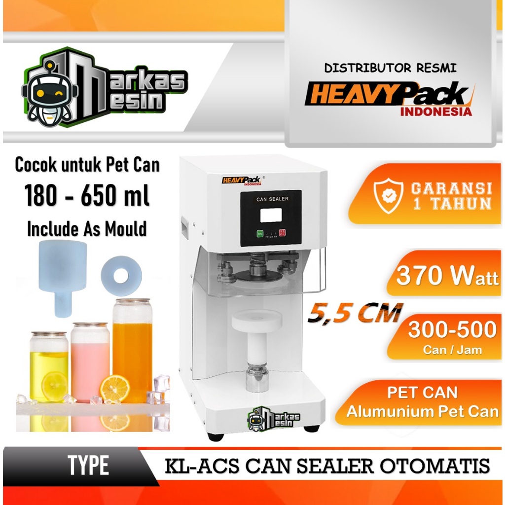 HEAVYPACK Can Sealer Otomatis KL-ACS Mesin Penutup Pet Can Otomatis 55mm 75mm 84mm
