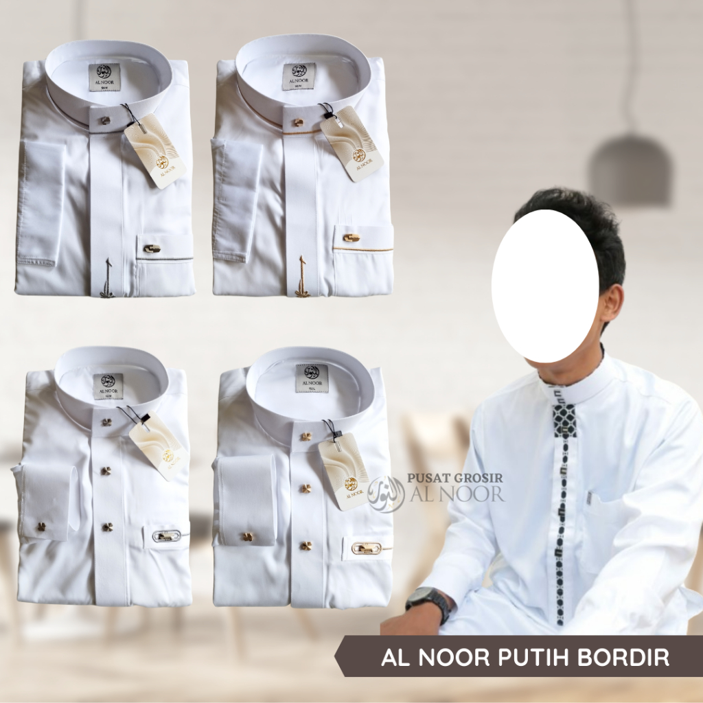 Jubah Saudi | Gamis Pria | Al Noor Putih Bordir Dewasa - Pusat Grosir Al Noor
