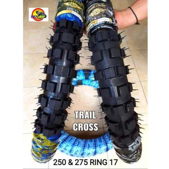 ban traill dan cross ring 17 ukuran 250 ring 17 dan 275 ring 17 sepasang depan belakang