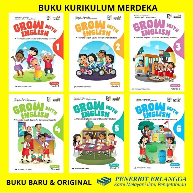 GROW WITH ENGLISH ERLANGGA KELAS 1 2 3 4 5 6 SD KURIKULUM MERDEKA - BUKU ORIGINAL KURMER BAHASA INGG