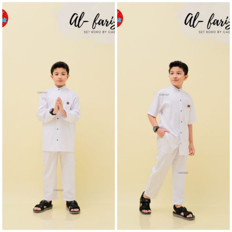 Koko Putih Lengan Panjang Lengan Pendek Anak Laki-laki 4-14 Tahun