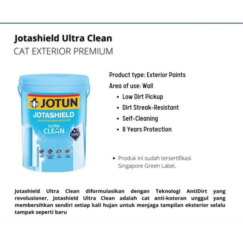CAT TEMBOK EXTERIOR JOTUN JOTASHIELD ULTRA CLEAN WHITE 2,5LTR (GALON)