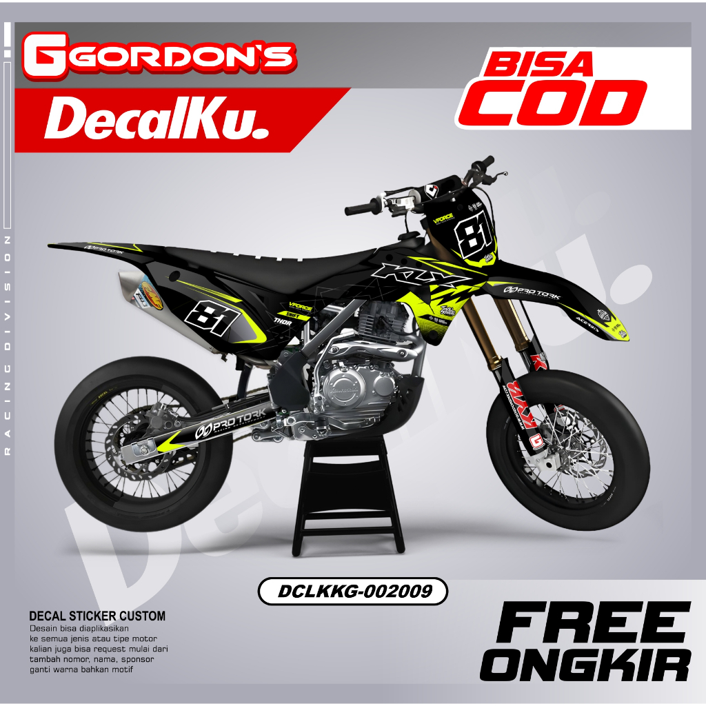 DECAL KLX GORDON FULL BODY - DEKAL STICKER MOTOR KAWASAKI KLX GORDON FULLBODY SUPERMOTO TRAIL TERLAR