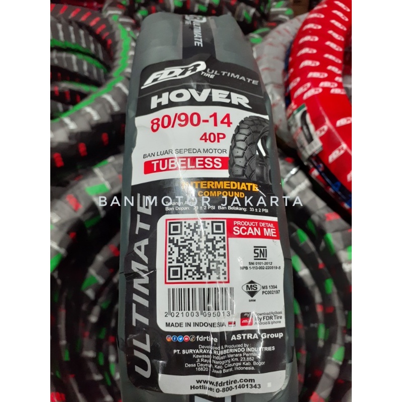 Ban Matic Dual Purpose Tubeless 80/90-14 FDR Hover Ban Luar Matic Semi Trail Rimba Cross Ring 14